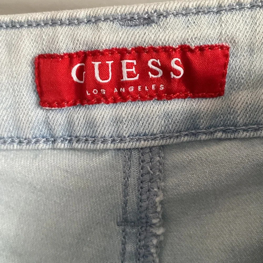 Guess Women’s Lightwash Blue Denim Rolled Cuff 90s Jean Shorts